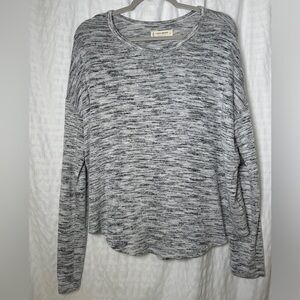 Lucky Brand Medium Long Drop Sleeve Sweater Marled White Black Gray
